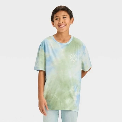 Boys' Short Sleeve Tie-Dye Graphic T-Shirt with Puff Printed Smiley - art class™ Blue 8 Boys' Short Sleeve Tie-Dye Graphic T-Shirt with Puff Printed Smiley - art class™ Blue - Image 6
