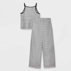 Girls' Pointelle Tank And Pant Pajama Set - art class™ Black
