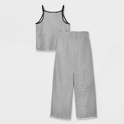 Girls' Pointelle Tank And Pant Pajama Set - art class™ Black 3 Girls' Pointelle Tank And Pant Pajama Set - art class™ Black