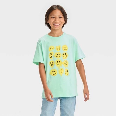 Boys' Smiley Face Short Sleeve Graphic T-Shirt - art class™ Aqua Blue 10 Boys' Smiley Face Short Sleeve Graphic T-Shirt - art class™ Aqua Blue - Image 8