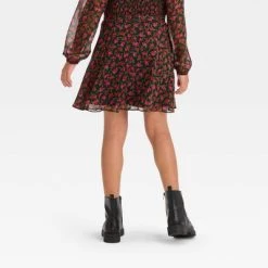 Girls' Chiffon Mini Skirt - art class™ Black Floral