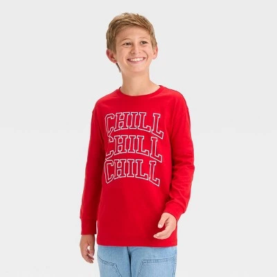 Boys' Chill Chill Chill Long Sleeve Graphic T-Shirt - art class™ Red 6 Boys' Chill Chill Chill Long Sleeve Graphic T-Shirt - art class™ Red - Image 4