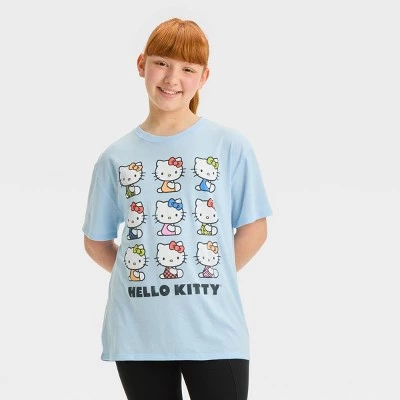 Girls' Short Sleeve Oversized Hello Kitty Graphic T-Shirt - art class™ Blue 5 Girls' Short Sleeve Oversized Hello Kitty Graphic T-Shirt - art class™ Blue - Image 3