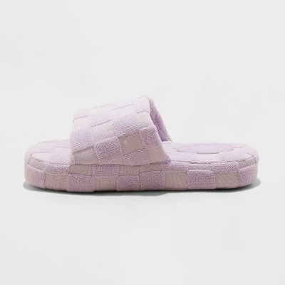 Kids' Whit Checkered Terry Slide Slippers - art class™ Purple 3 Kids' Whit Checkered Terry Slide Slippers - art class™ Purple