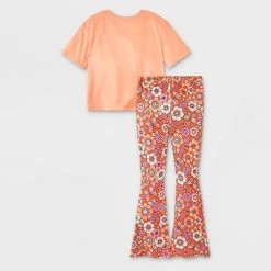 Girls' Short Sleeve Flare Pants Pajama Set - art class™ White