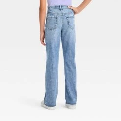 Girls' High-Rise Baggy Wide Leg Jeans - art class⢠Light Wash