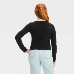 Girls' Long Sleeve Knit Corset Top - art class™ White