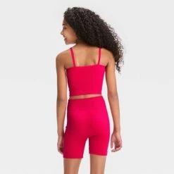 Girls' Cropped Seamless Brami Tank Top - art class™ Berry Pink