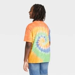 Boys' Tie-Dye Short Sleeve T-Shirt - art class™ Orange/Purple/Green
