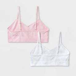 Girls' Solid 2pk Ribbed Longline Bra - art class™ Pink