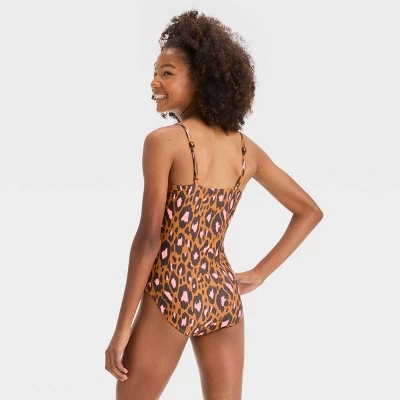 Girls' 'Wild Cat' Leopard Spot Printed One Piece Swimsuit - art class™ 4 Girls' 'Wild Cat' Leopard Spot Printed One Piece Swimsuit - art class™ - Image 2