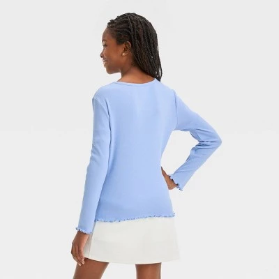 Girls' Long Sleeve T-Shirt - art class™ Blue Smiley 2 Girls' Long Sleeve T-Shirt - art class™ Blue Smiley