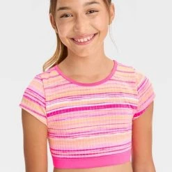 Girls' Summertride Striped Midkini Set - art class™