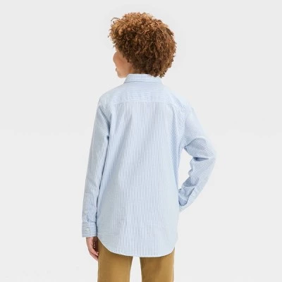 Boys' Oxford Striped Long Sleeve Button-Down Shirt - art class™ Blue 3 Boys' Oxford Striped Long Sleeve Button-Down Shirt - art class™ Blue