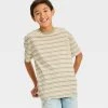 Boys' Short Sleeve Graphic T-Shirt with Horizontal Striped - art class™ Olive Green