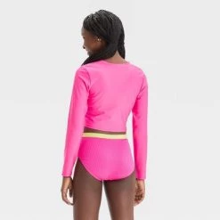 Girls' 3pc Ribbed Colorblock Cropped Rash Guard Swimwear Set - art class™ Pink -Art Class shop GUEST fc87925c cb6b 46e8 9730 36c07cf0d647