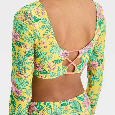 Girls' Tropics Utopia Floral Printed Rash Guard Set - art class™ 3 Girls' Tropics Utopia Floral Printed Rash Guard Set - art class™